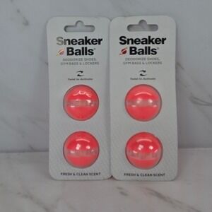 2 PK of 2 Sneaker Balls Deodorizer Shoes Gym Bags Lockers Fresh Clean Scent Neon